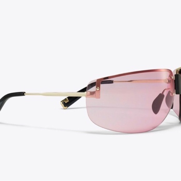 NWT Tory Burch Pink Shield Runway Sunglasses - Picture 2 of 12